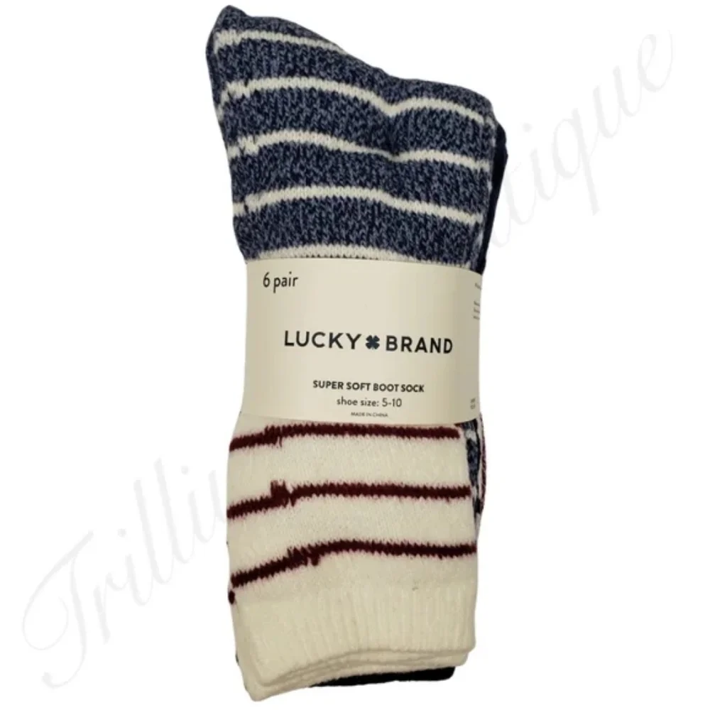 Lucky Brand Super Soft Boot Socks Women's Shoe Size: 5-10 (6-pairs Total)